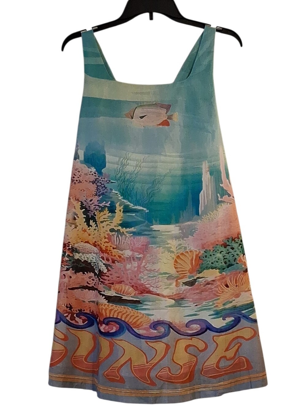 PARADISA CARRABELLE BLUE MULTI COTTON REEF PRINT MINI DRESS NEW WITH TAGS MEDIUM